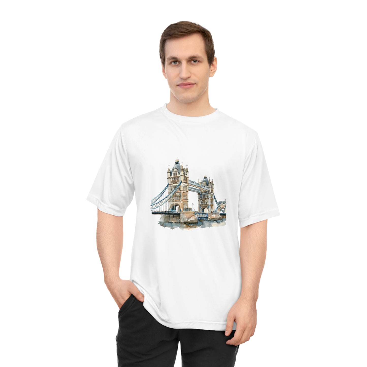 Unisex Zone Performance T-shirt - London Bridge - Iconic Landmark and Historical Beauty