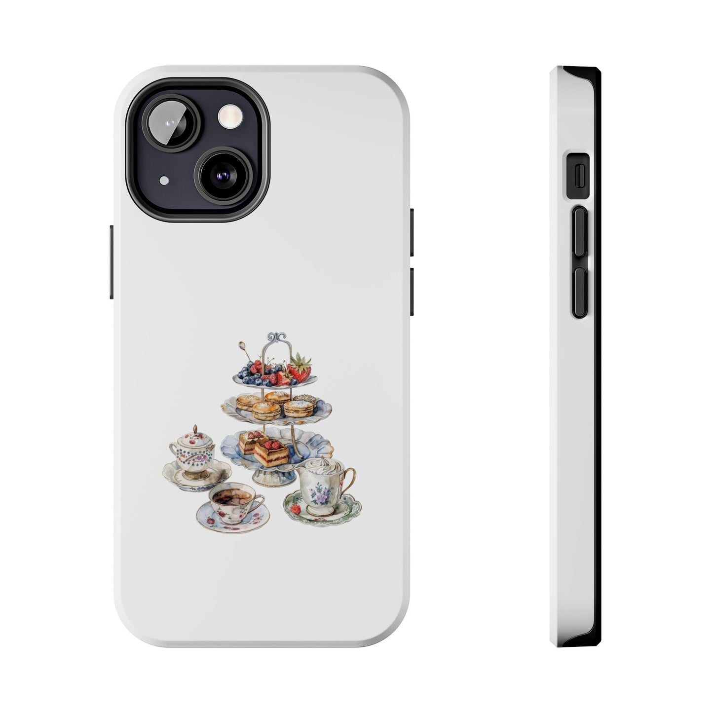 Vintage Tea Party Tough Phone Case - Durable Phone Protector with Charming Tea Set Design