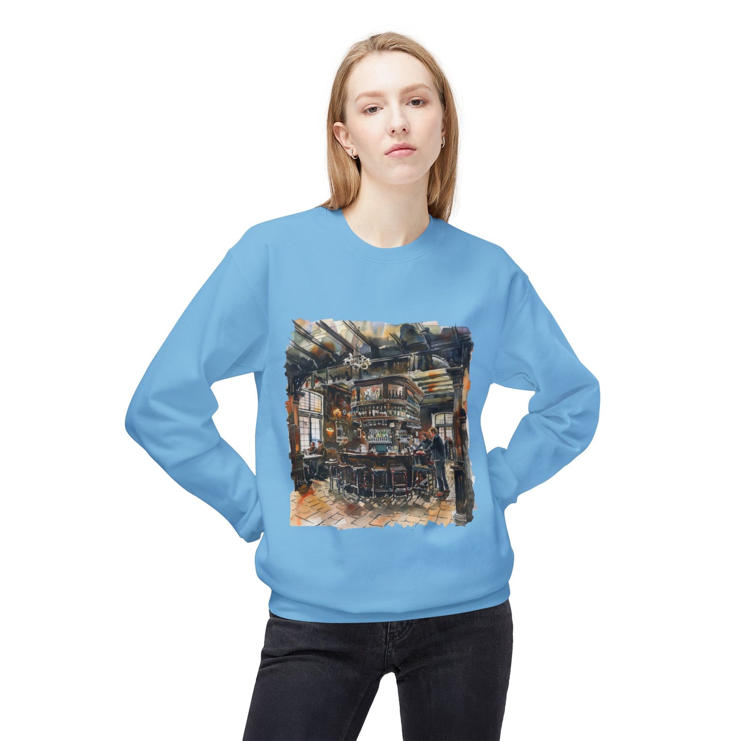 Unisex Midweight Softstyle Fleece Crewneck Sweatshirt - A Pint of Warmth - The Cozy Pub Experience