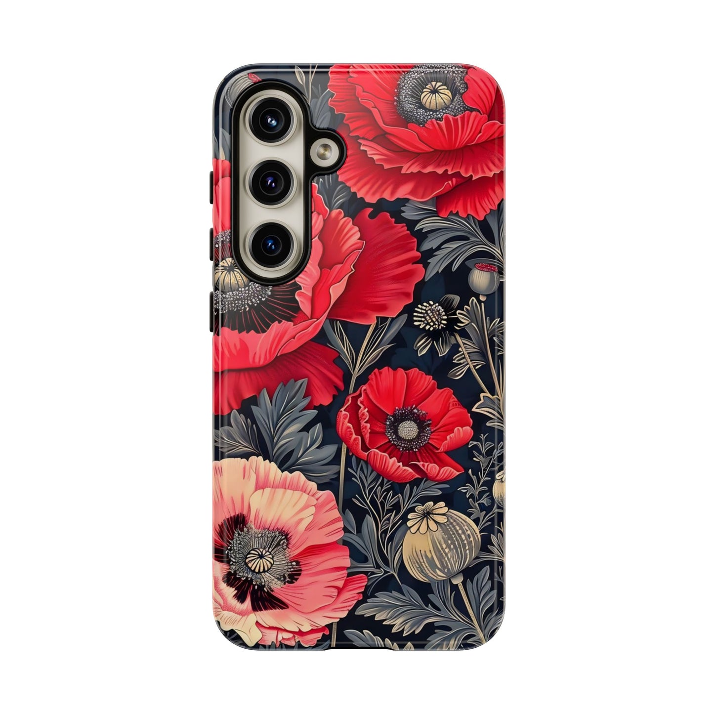 Floral Phone Case with Artistic Poppies, Tough Cases, Flower Design, Nature Lover Gift, Customizable Mobile Cover, Stylish Phone Accessories
