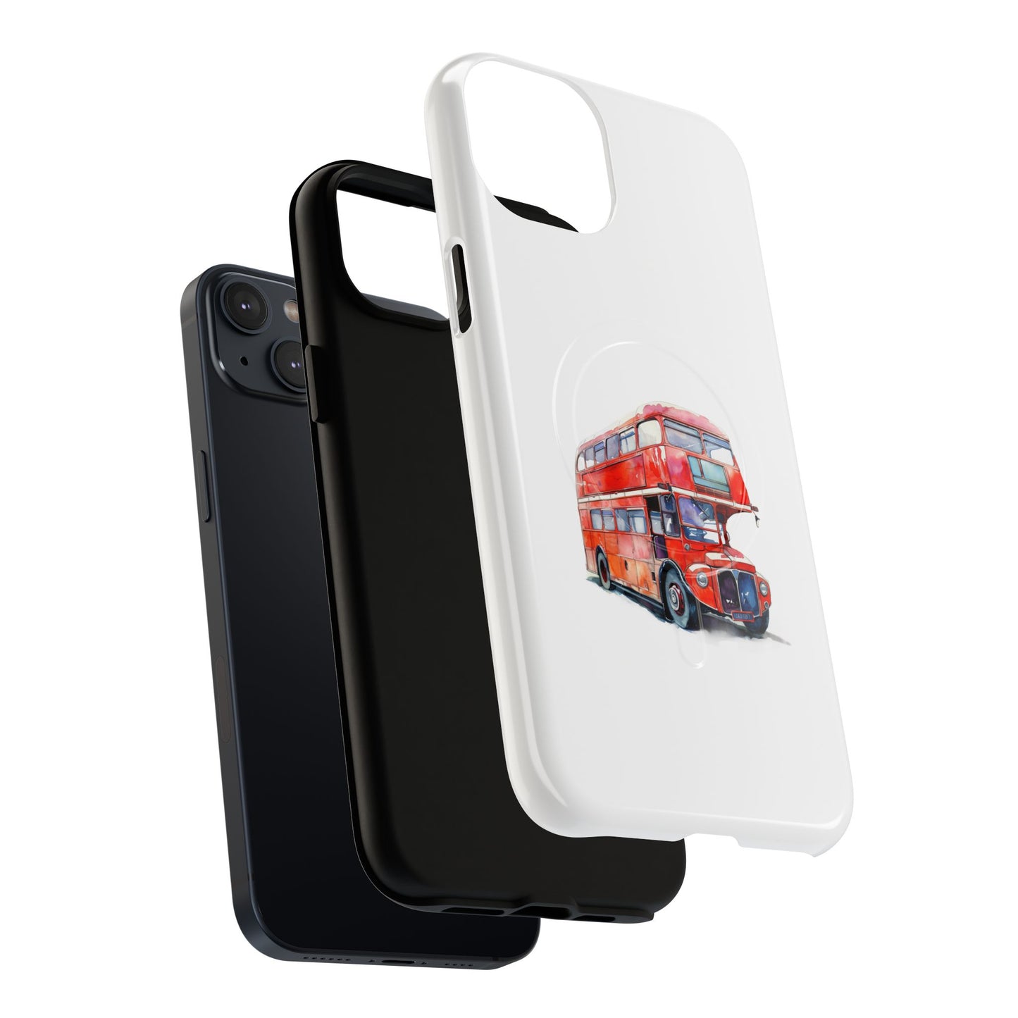 Vintage Double-Decker Bus Phone Case, Tough Magnetic Cases, Unique Mobile Cover, Gifts for Travelers, London-Themed Accessories