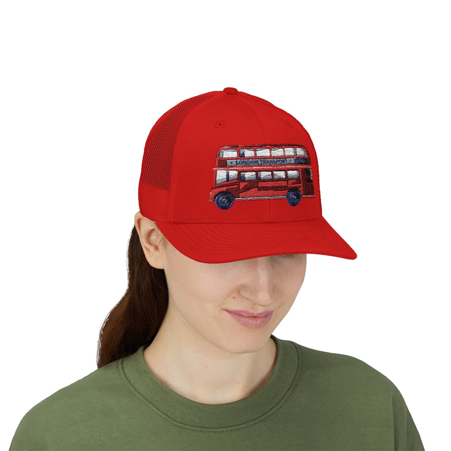 Vintage Double-Decker Bus Snapback Cap | Retro Trucker Hat, Outdoor Gear, Gift for Travelers, Festivals, Casual Wear