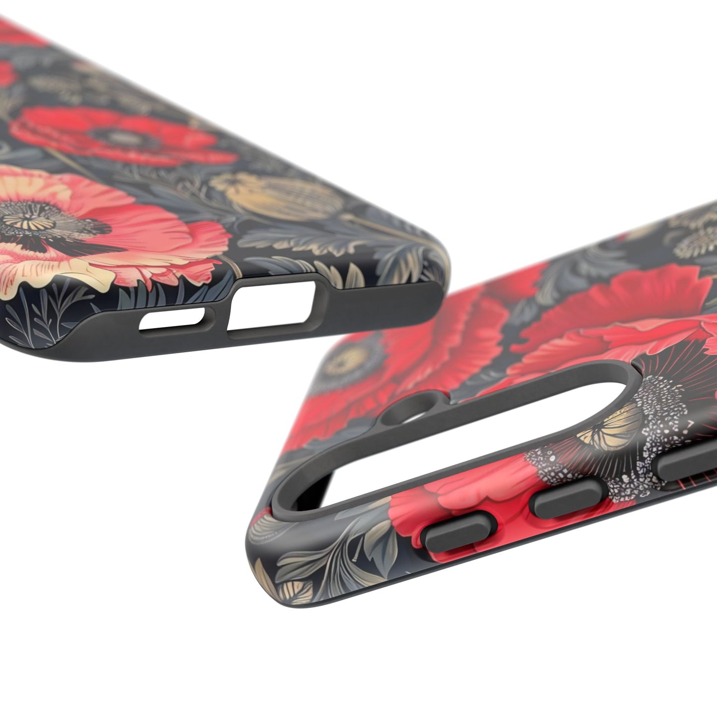 Floral Phone Case with Artistic Poppies, Tough Cases, Flower Design, Nature Lover Gift, Customizable Mobile Cover, Stylish Phone Accessories