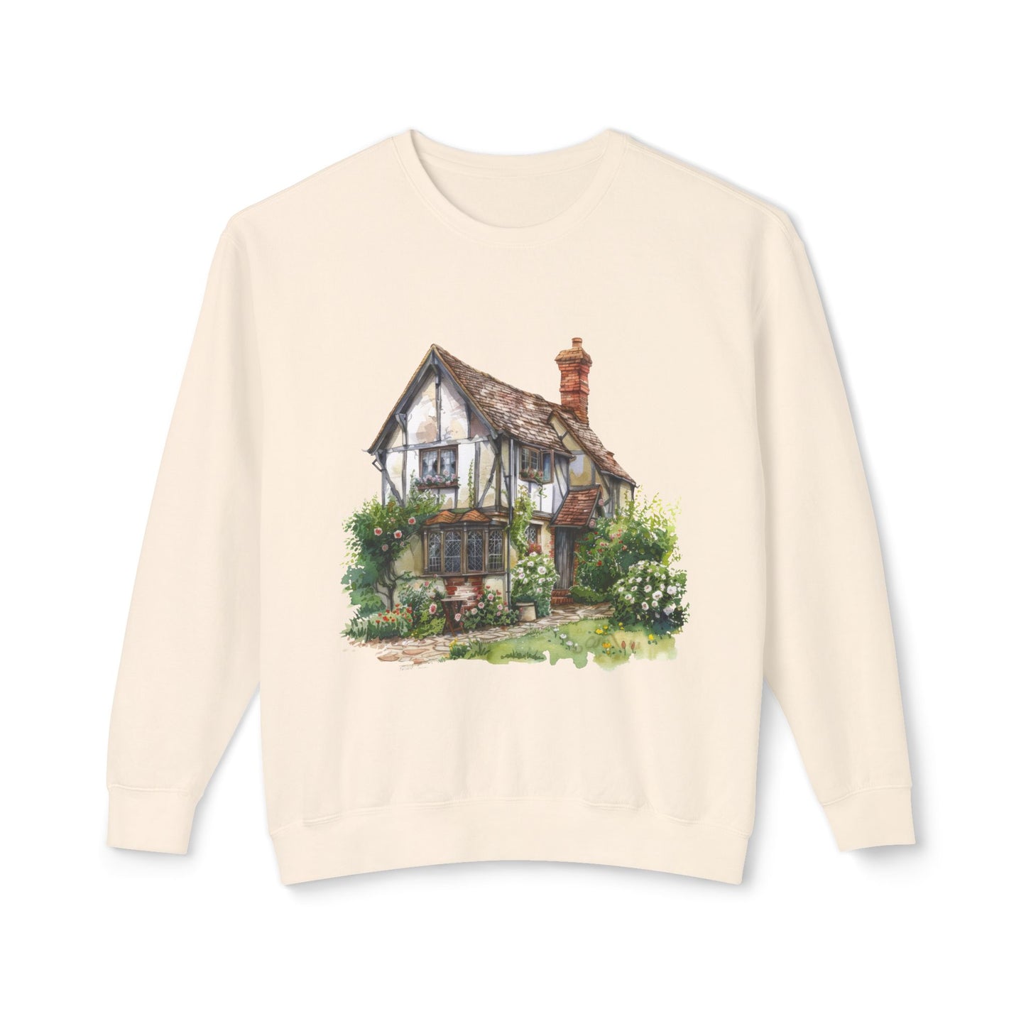 Unisex Lightweight Crewneck Sweatshirt - Charming British House - Classic Design and Warmth