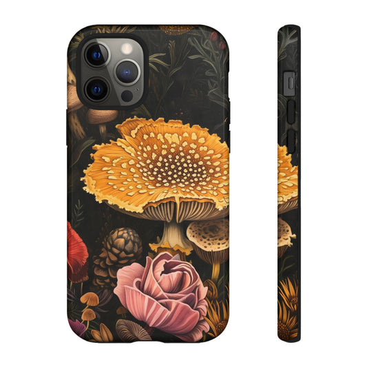 Floral Mushroom Phone Case, Tough Cases, Eco-Friendly, Nature Lover Gift, Floral Phone Cover, Stylish Phone Accessories