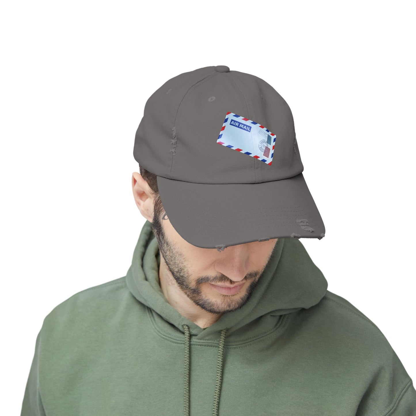 Vintage Air Mail Unisex Distressed Cap, Retro Hat, Casual Wear, Travel Accessories, Gift for Travelers, Summer Apparel