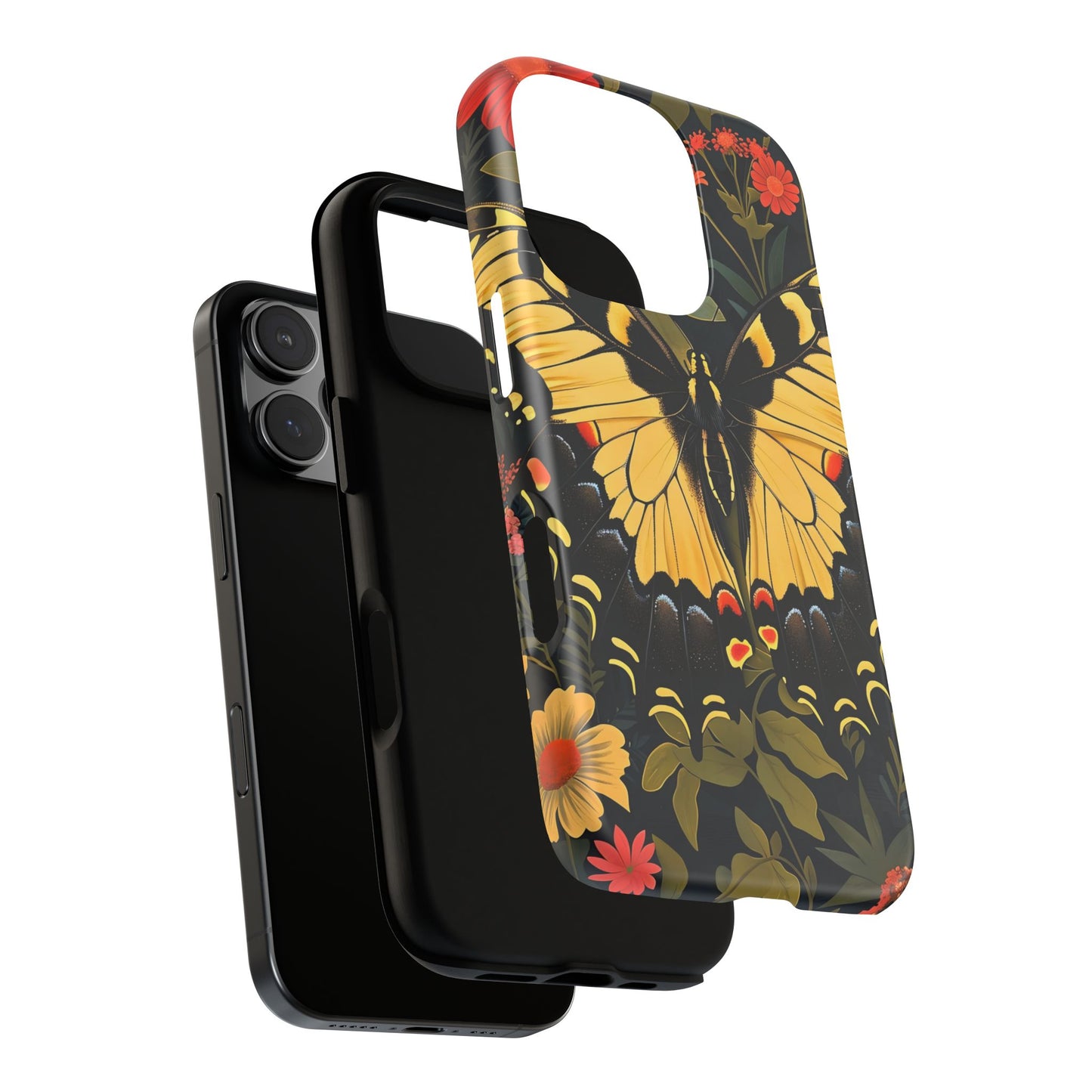 Butterfly Floral Phone Case, Tough Cases with Vibrant Design, Protective Cover for Nature Lovers, Gift for Her