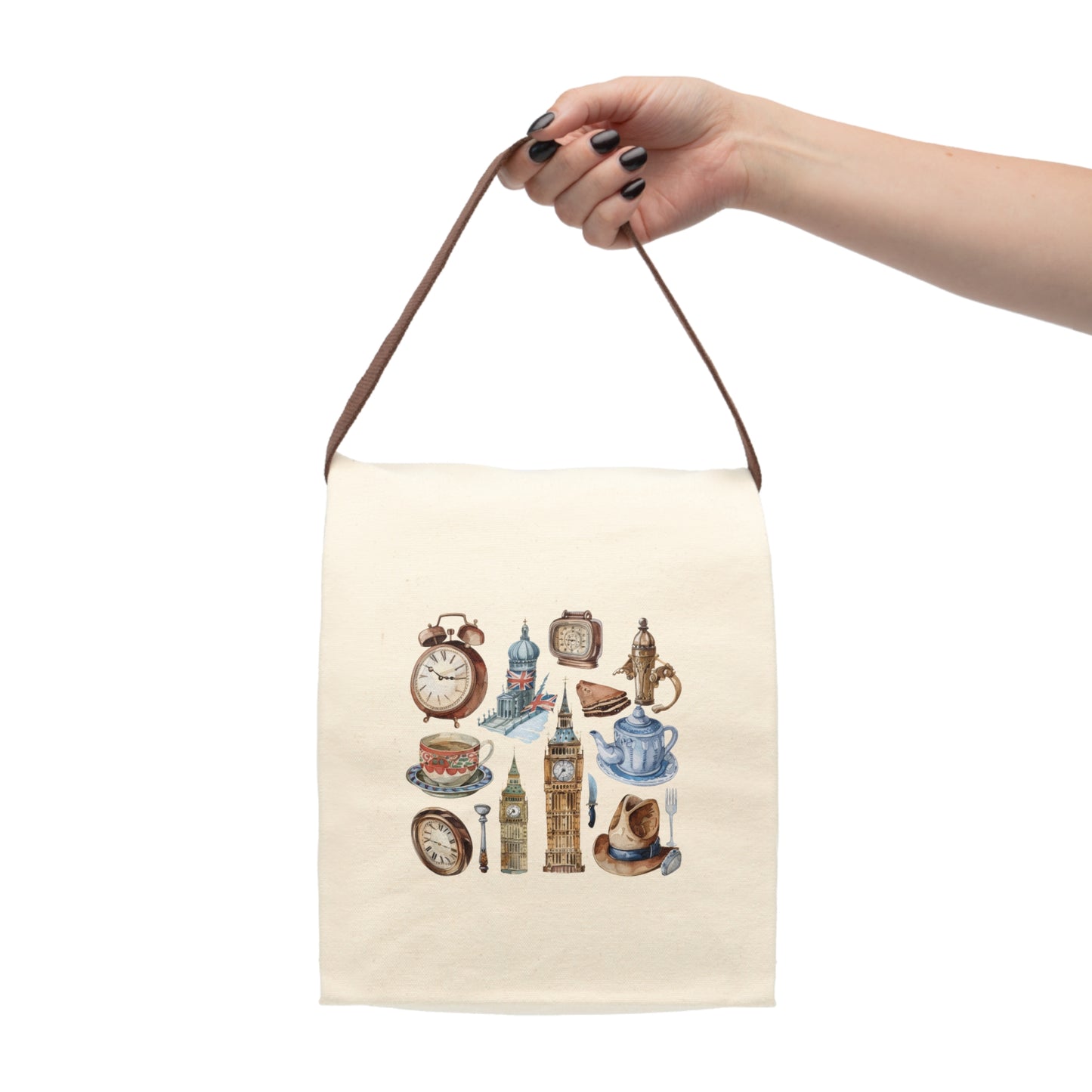 London theme Canvas Lunch Bag With Strap