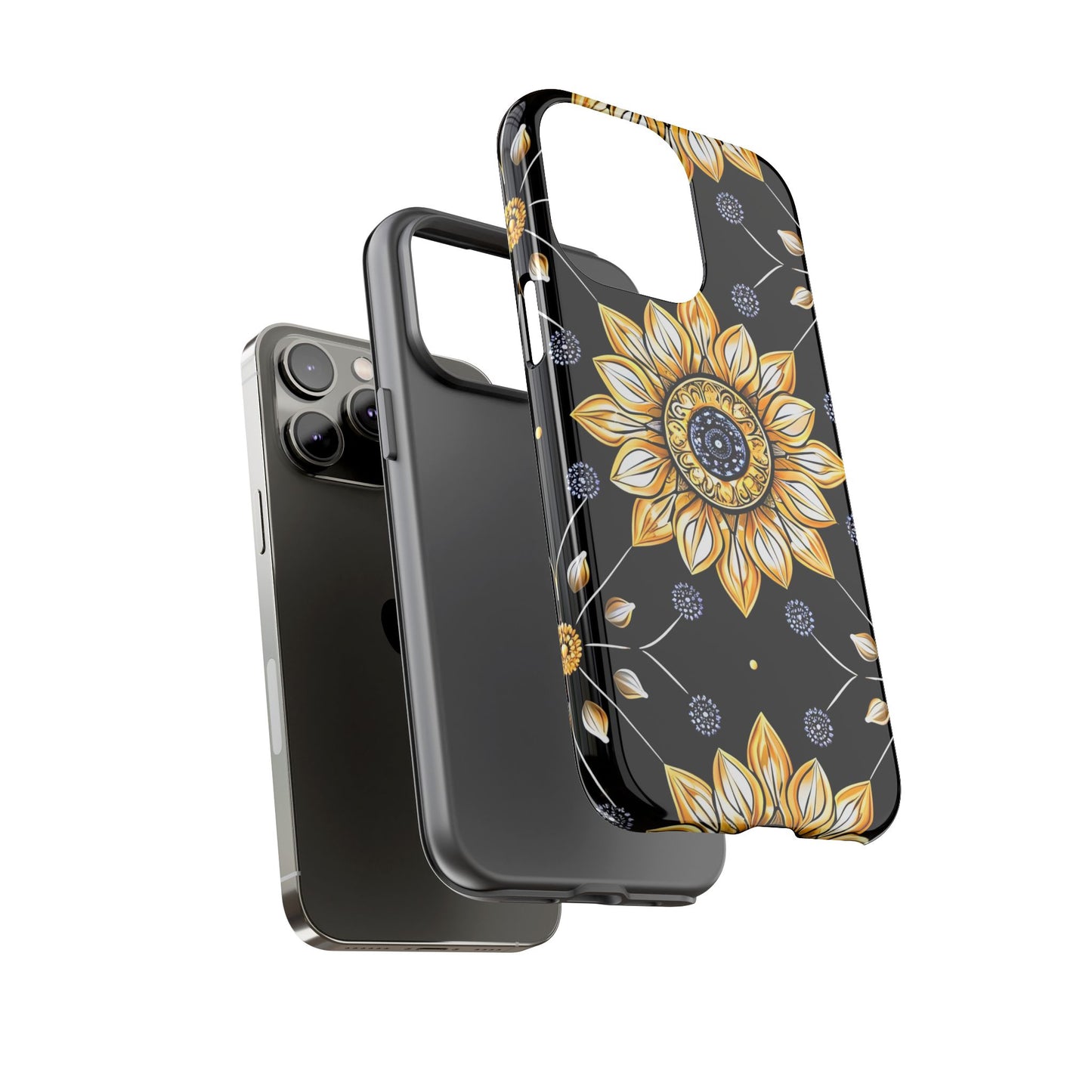 Floral Phone Case with Mandala Design, Tough Cases for iPhone & Samsung, Boho Style, Gift for Her, Unique Accessories