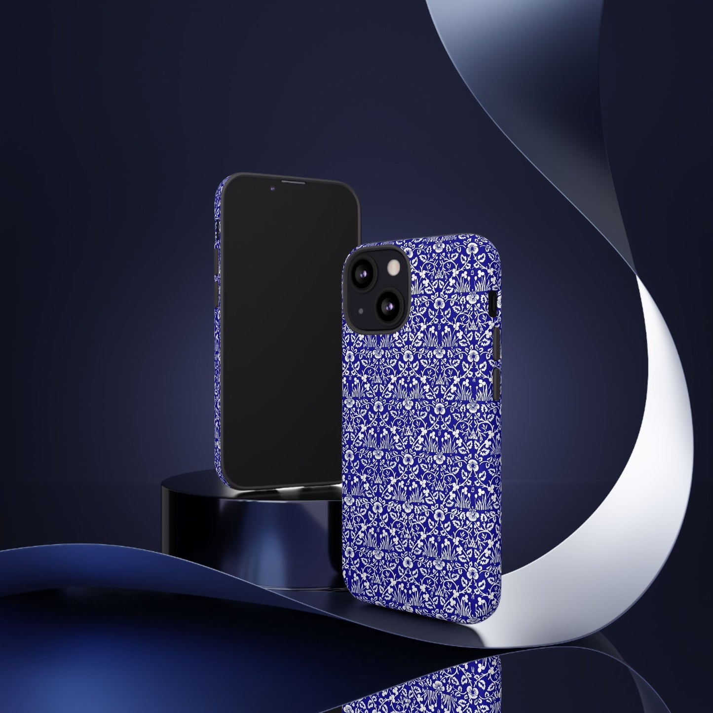 Elegant Floral Phone Case - Tough Cases, Blue Floral Design, Stylish Phone Accessory, Unique Gift, Modern Tech Protection