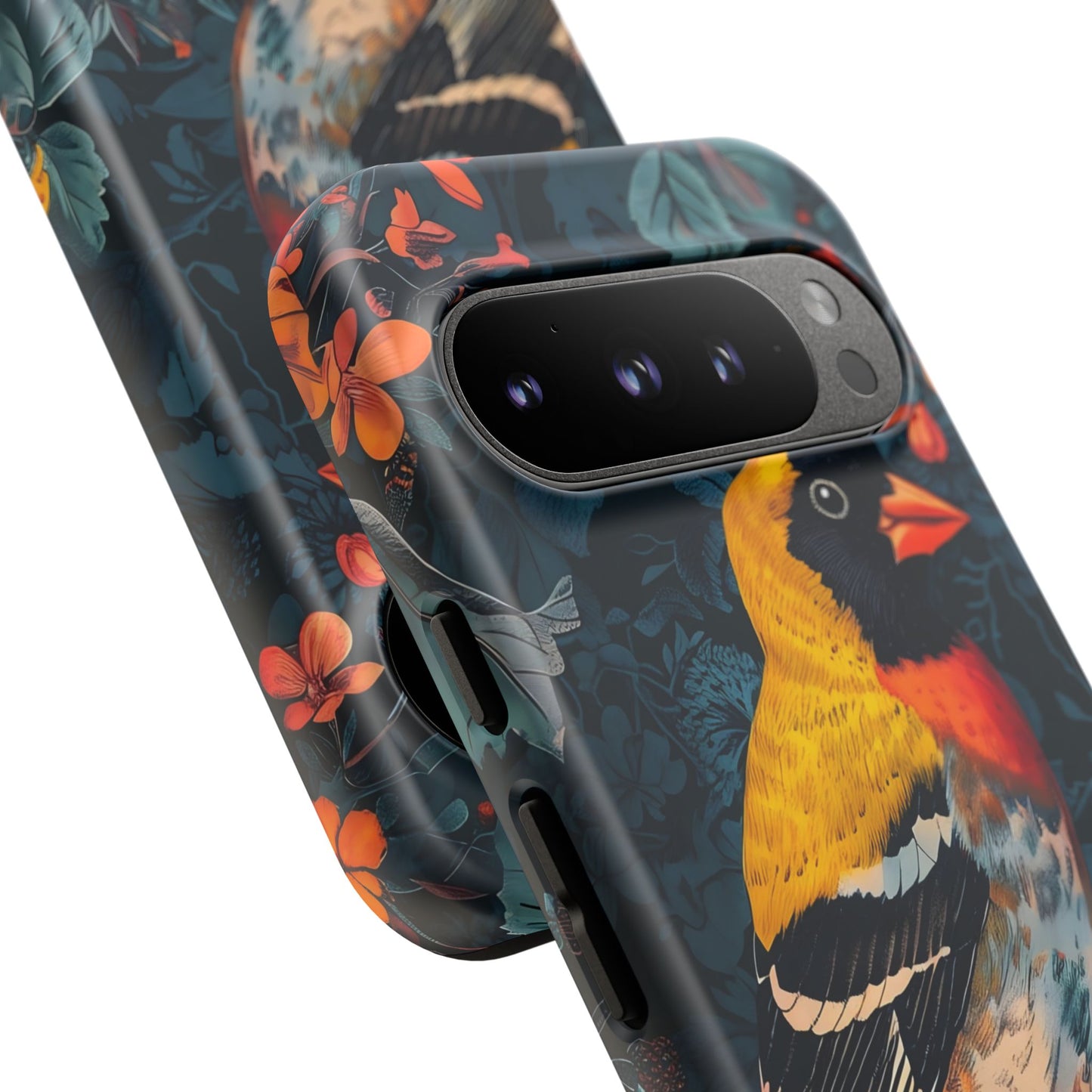 Colorful Bird Phone Case, Floral Phone Cover, Tough Phone Protector, Nature Lover Gift, Botanical Case, Unique Mobile Accessory