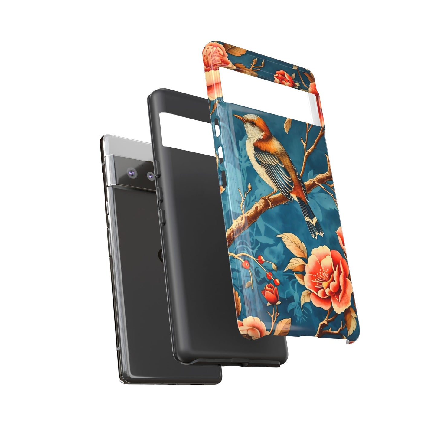 Bird & Floral Phone Case, Tough Cases for Nature Lovers, Gift for Her, Customizable Design, Vibrant Tech Accessories