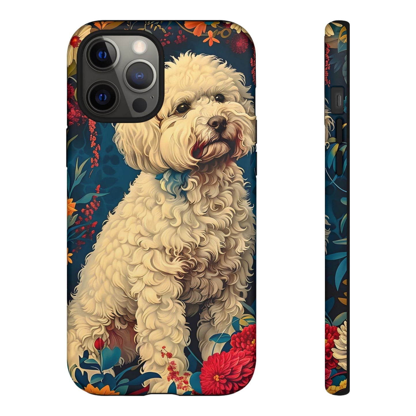 Cute Dog Phone Case, Pet Lover Gift, Floral Design Tough Case, Custom Dog Art, Birthday Gift for Dog Owners, Unique Phone Accessories