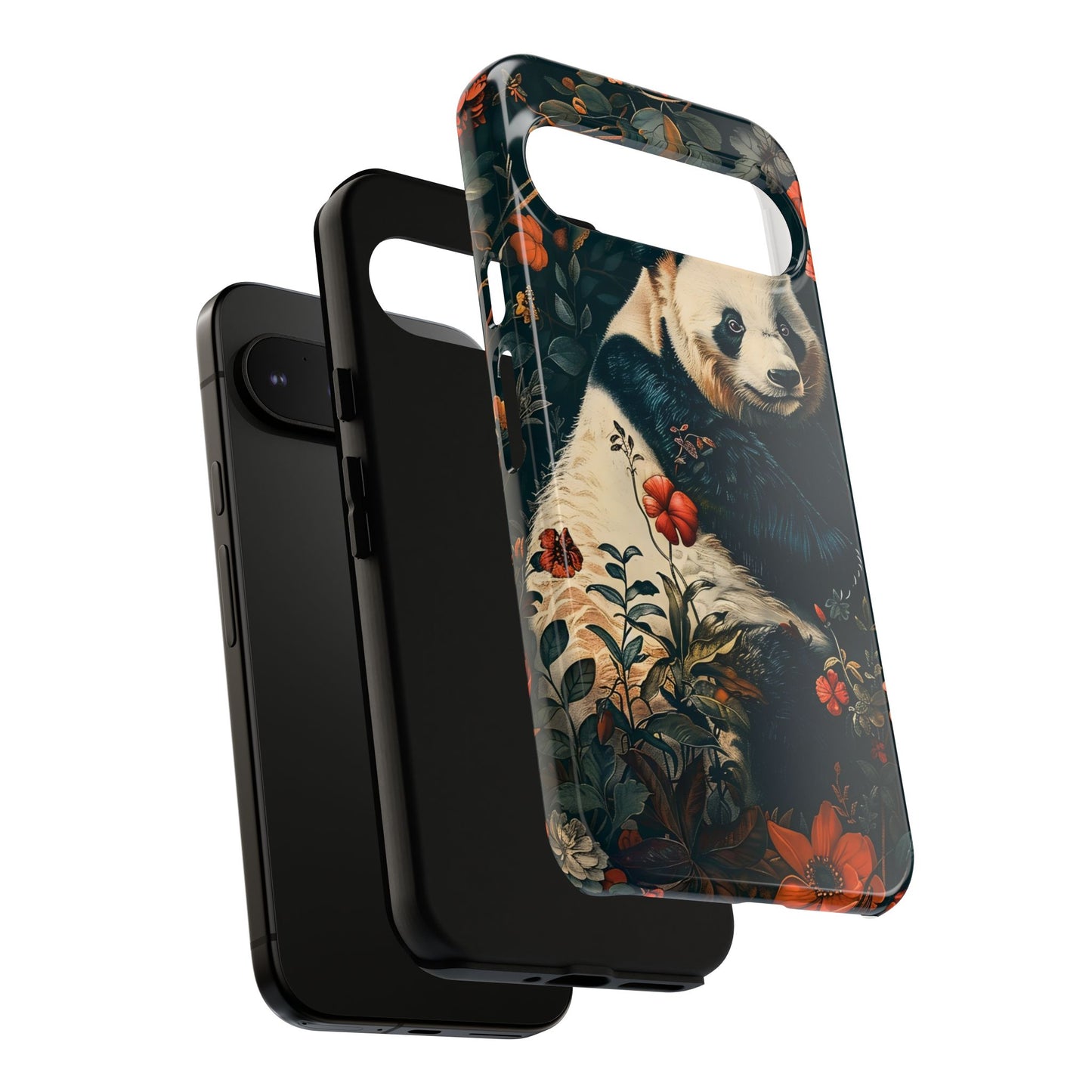 Panda Phone Case, Floral Design Phone Cover, Cute Panda Gift, Nature-Inspired Case, Animal Lover Accessory