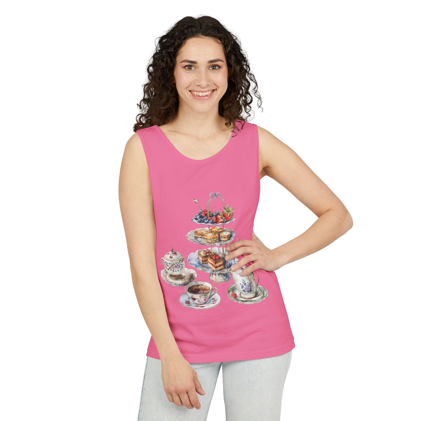 Unisex Garment-Dyed Tank Top - Watercolor Culinary Art - Food Illustration