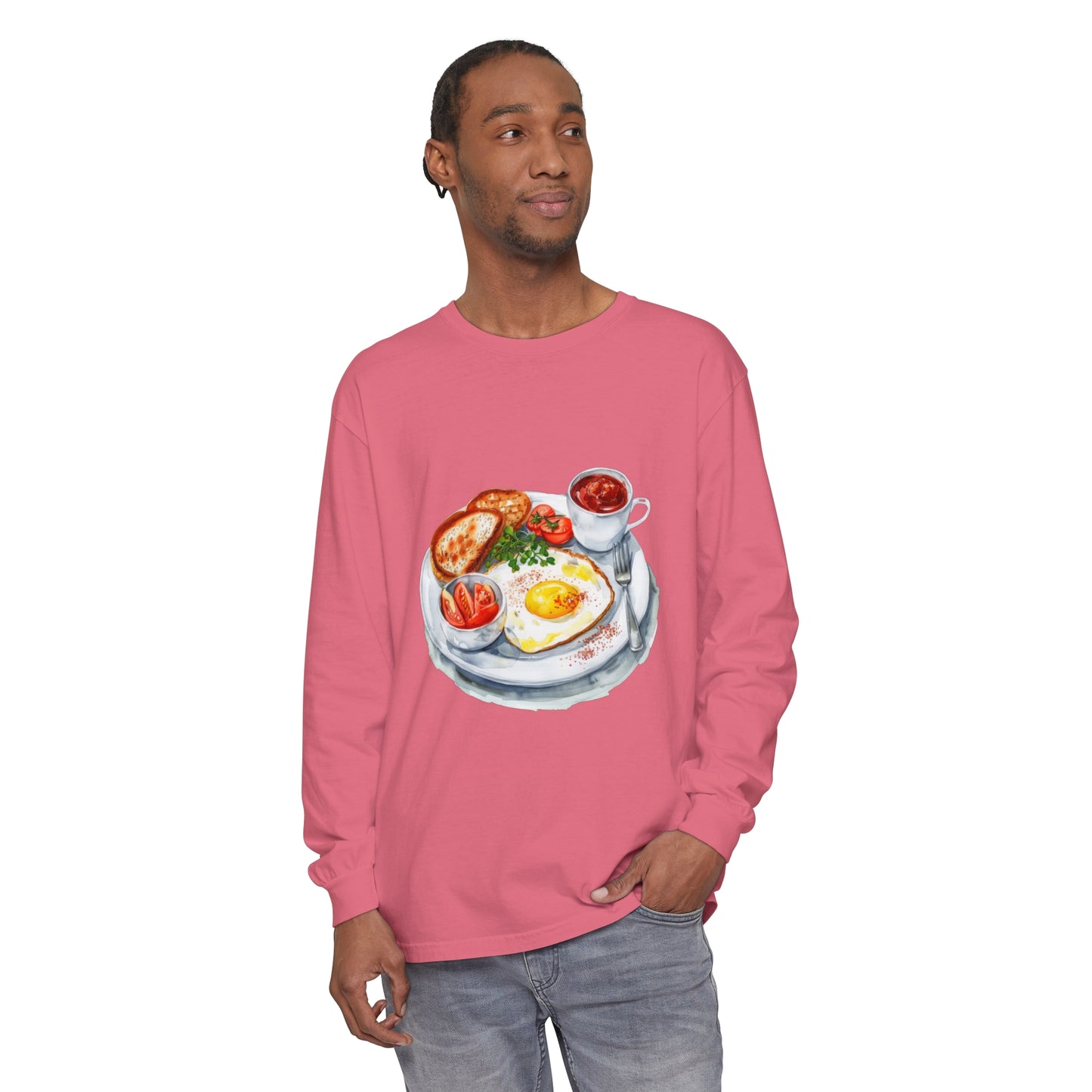 Unisex Garment-dyed Long Sleeve T-Shirt - British Food - Traditional Dishes and Culinary Delights