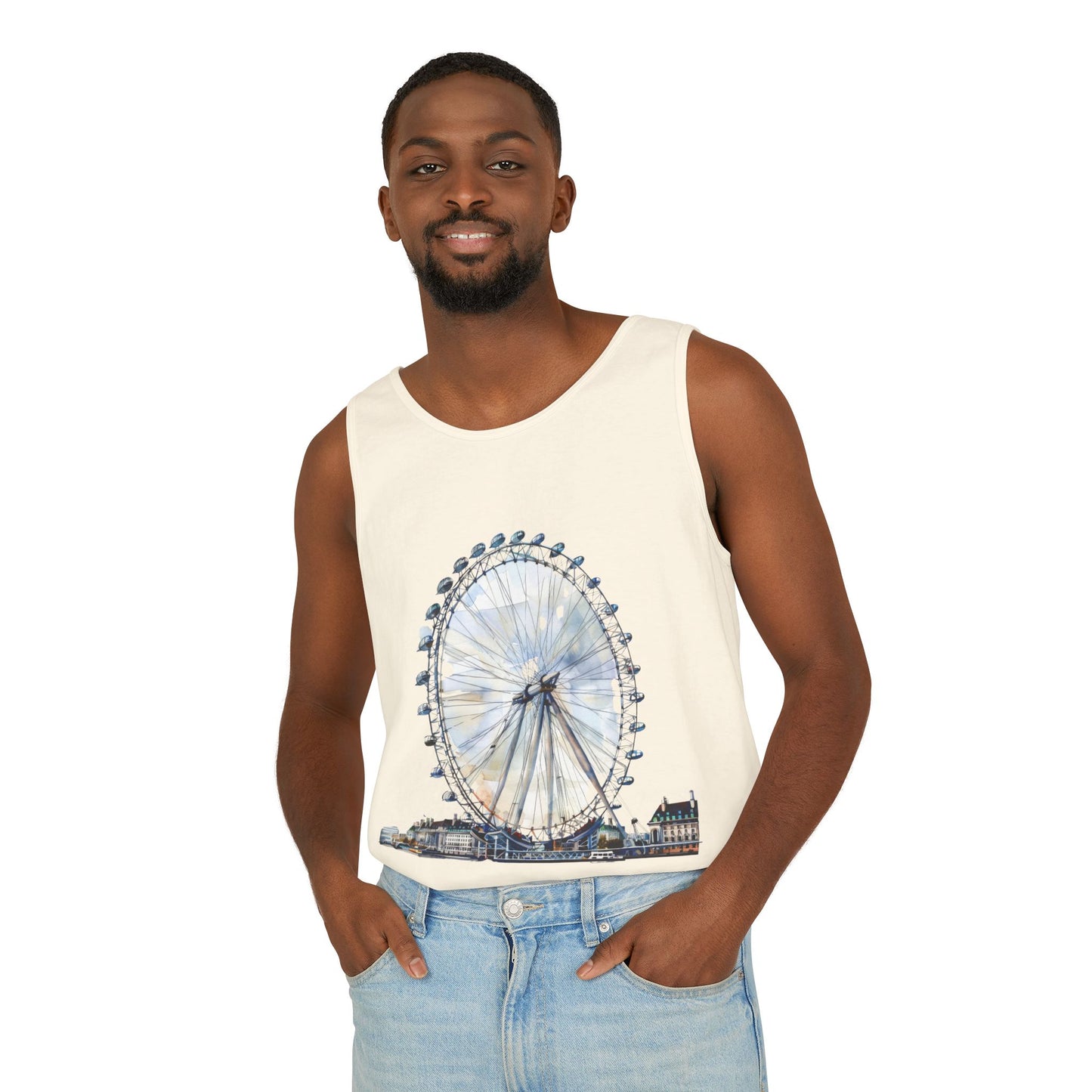 Unisex Garment-Dyed Tank Top - Iconic London Eye