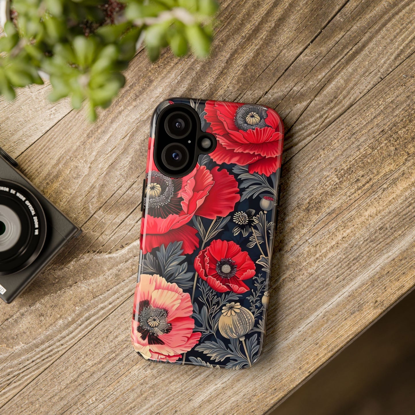 Floral Phone Case with Artistic Poppies, Tough Cases, Flower Design, Nature Lover Gift, Customizable Mobile Cover, Stylish Phone Accessories
