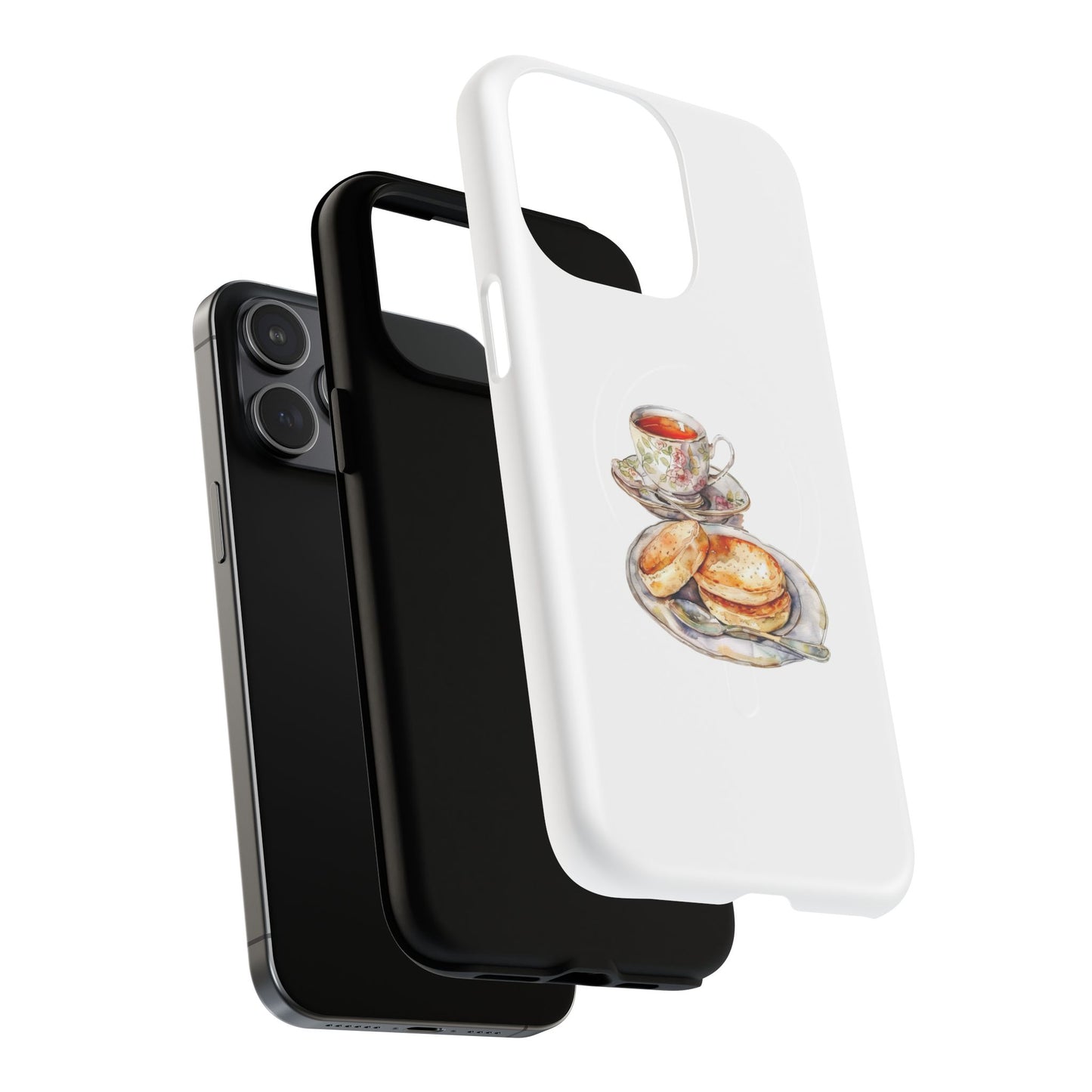 Tough Magnetic Phone Case with Tea and Biscuit Design, Cute Phone Cover, Gift for Tea Lovers, Phone Accessory, Holiday Gift