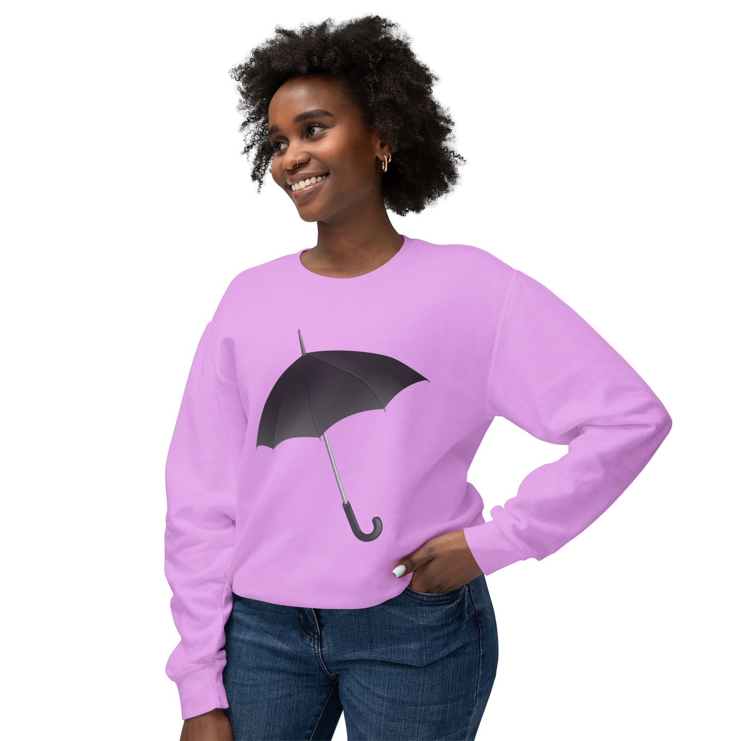 Unisex Lightweight Crewneck Sweatshirt - Regal Royal Umbrella - Elegant and Majestic Design