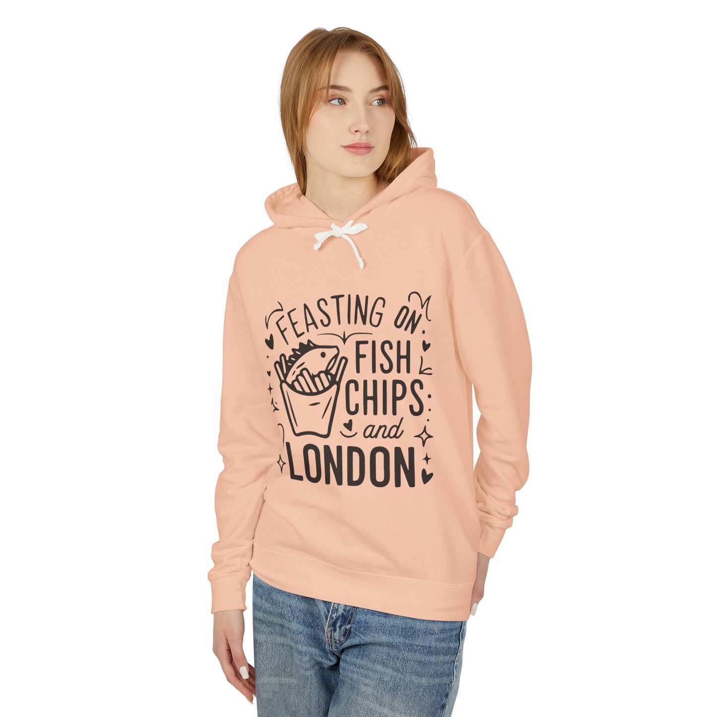 Unisex Lightweight Hooded Sweatshirt - Fish Chips and London