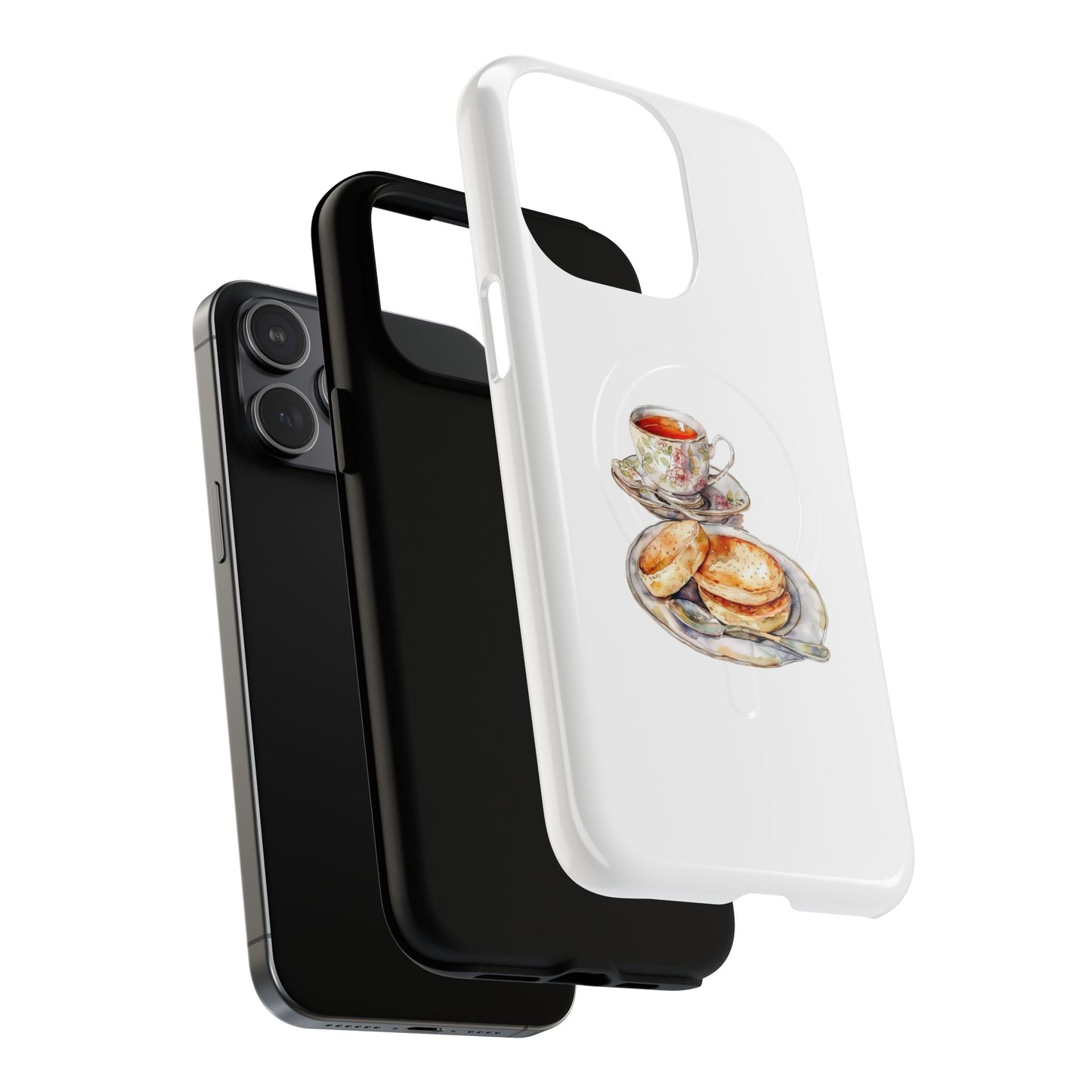 Tough Magnetic Phone Case with Tea and Biscuit Design, Cute Phone Cover, Gift for Tea Lovers, Phone Accessory, Holiday Gift