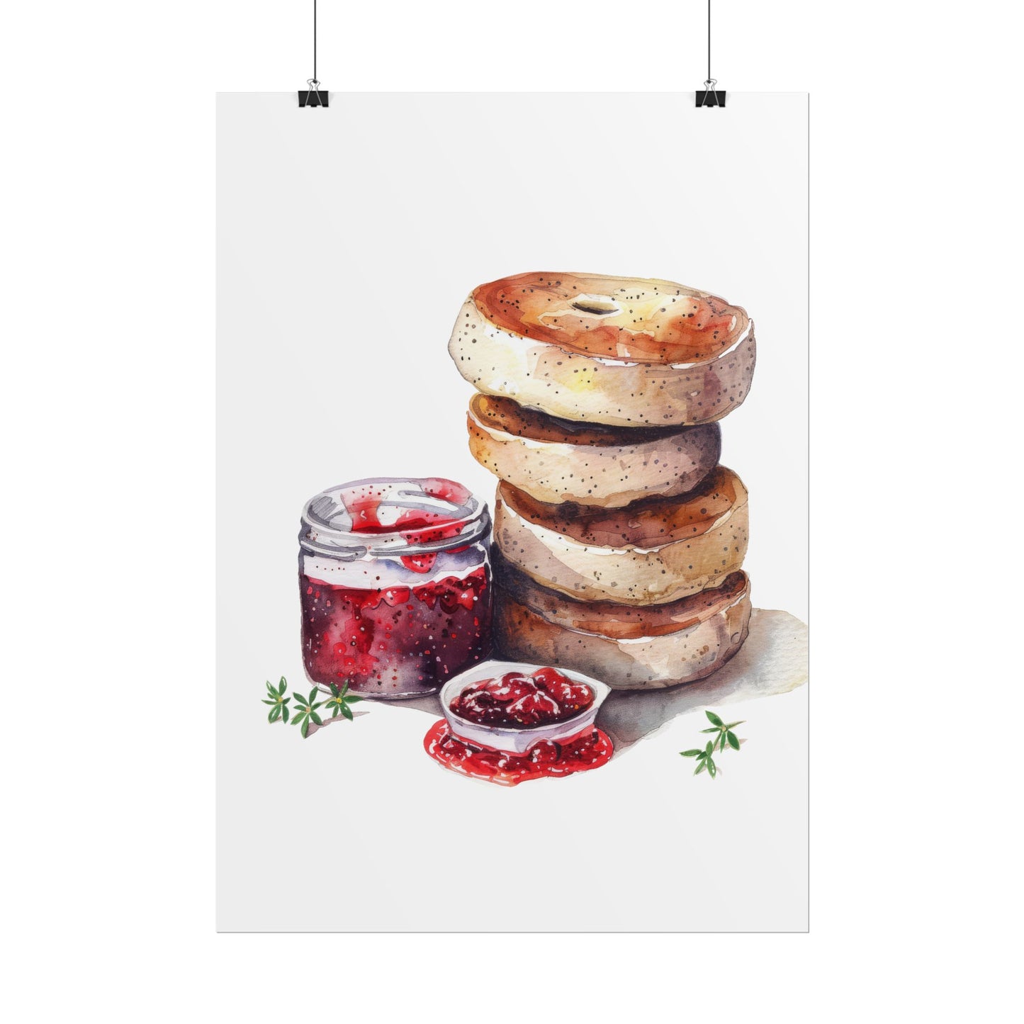 Breakfast Bagel Art Print, Foodie Decor, Kitchen Wall Art, Rolled Poster, Unique Food Gift, Home Cooking Decor