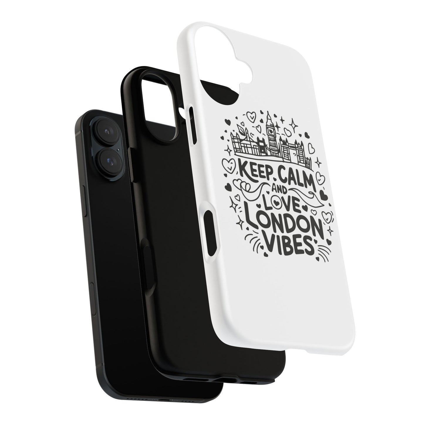 London Vibes Phone Case – Keep Calm Design, iPhone Accessories, Gift for Travelers, London Souvenir, Unique Cell Phone Cover