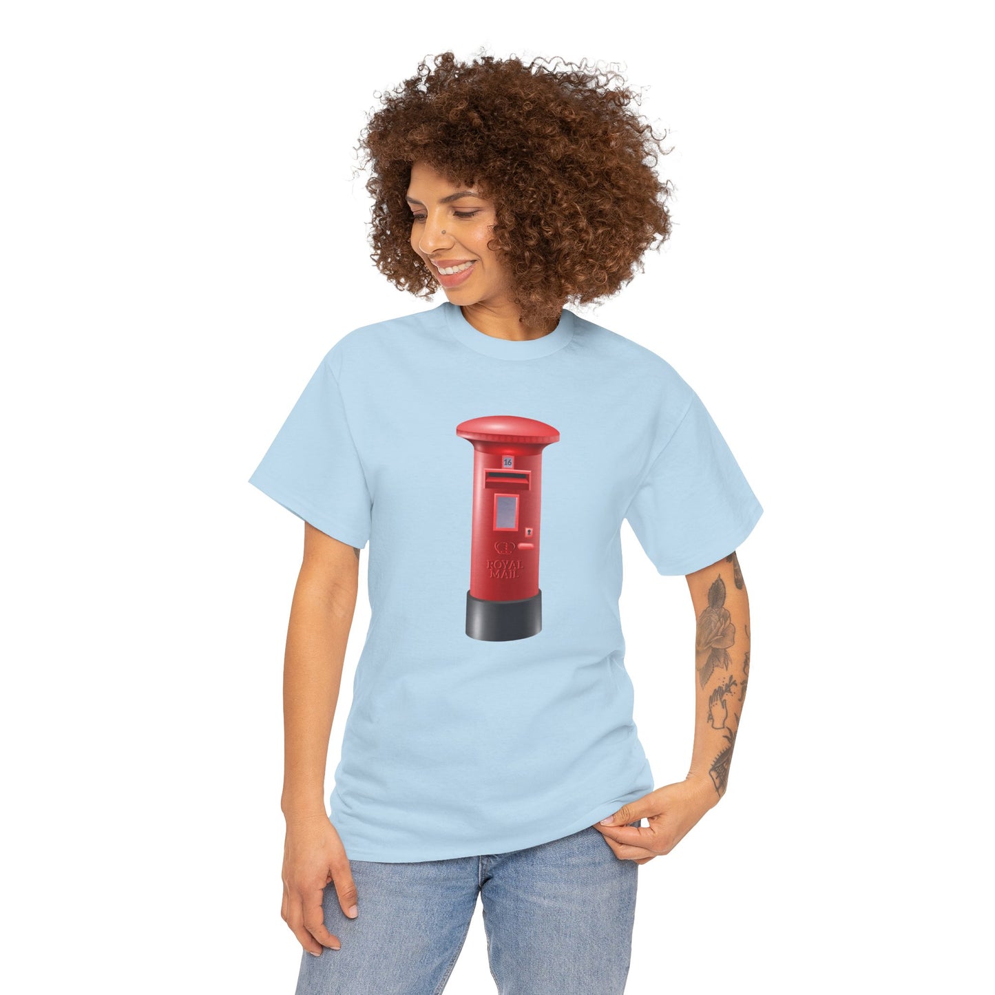 Unisex Heavy Cotton Tee - Classic UK Royal Mailbox Design - British Postbox Icon