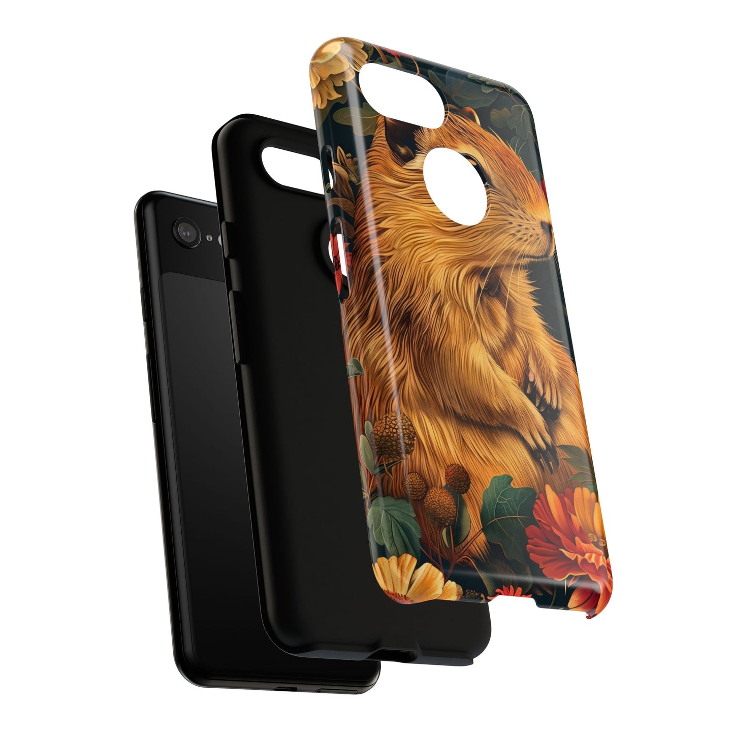 Cute Animal Phone Case, Floral Design Tough Cases for Nature Lovers, Gifts for Her, Customizable Mobile Accessory, Pet Lover Phone Cover