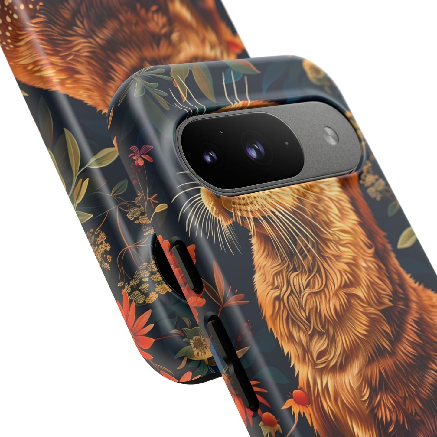 Otter Phone Case, Floral Otter Design, Tough Phone Cover, Nature Lover Gift, Cute Animal Accessories