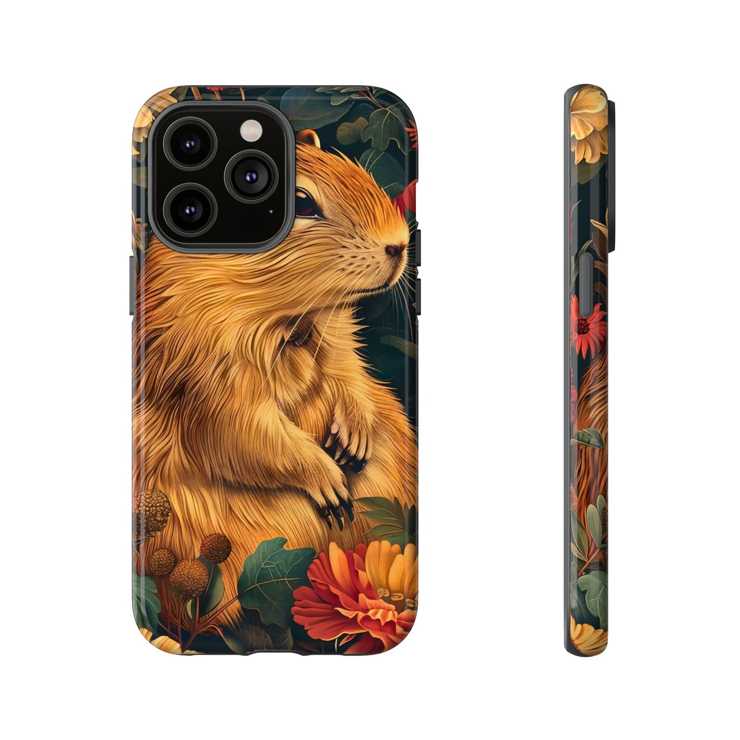 Cute Animal Phone Case, Floral Design Tough Cases for Nature Lovers, Gifts for Her, Customizable Mobile Accessory, Pet Lover Phone Cover