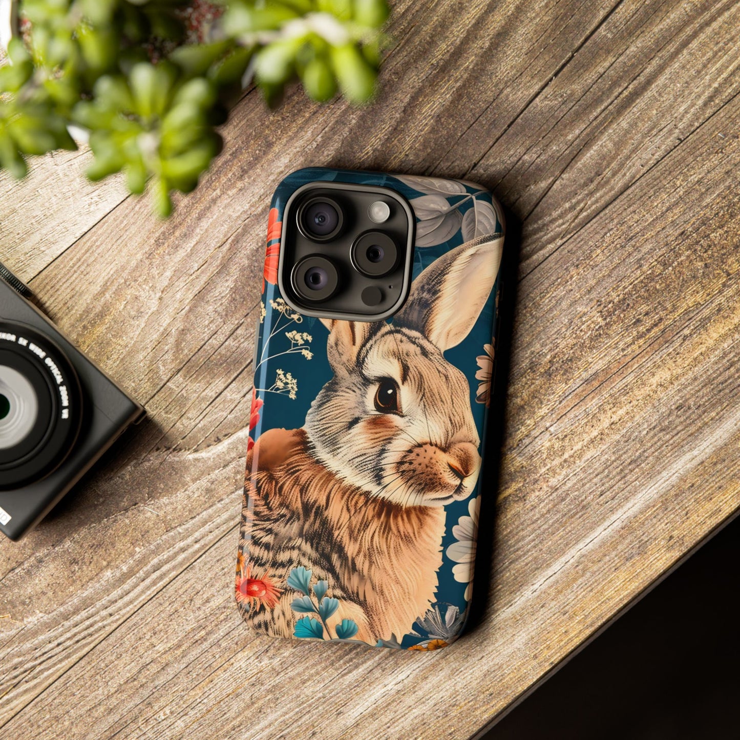 Floral Rabbit Phone Case, Cute Phone Cover, Tough Cases for Animal Lovers, Unique Gift for Birthdays, Nature-Themed Accessories