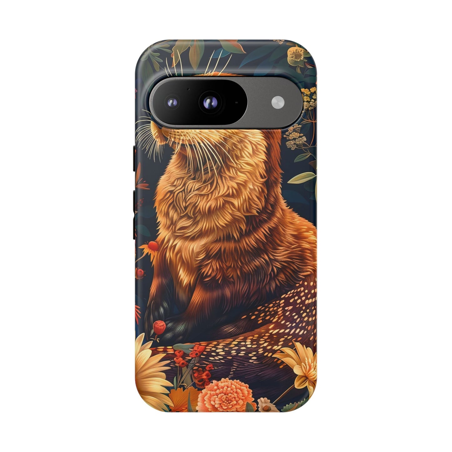 Otter Phone Case, Floral Otter Design, Tough Phone Cover, Nature Lover Gift, Cute Animal Accessories