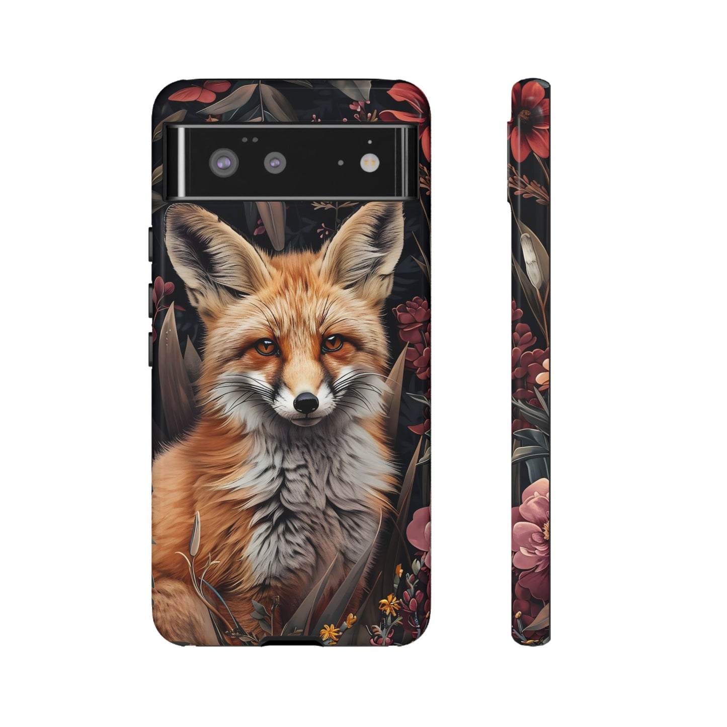 Fox Floral Phone Case, Tough Cases for Animal Lovers, Nature Themed Gift, Cute Phone Cover, Wild Fox Protector
