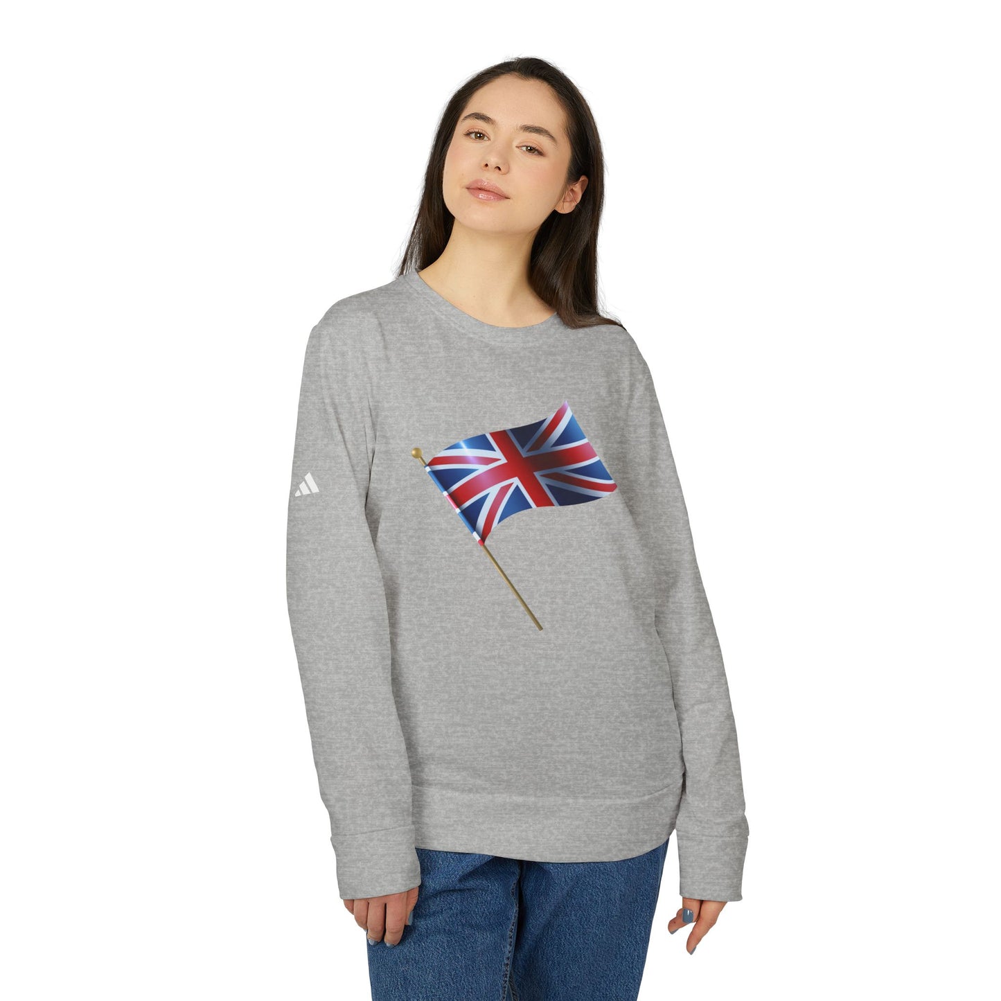 Adidas Unisex Fleece Crewneck Sweatshirt - Union Jack Flag - Casual Comfort for Everyday Wear