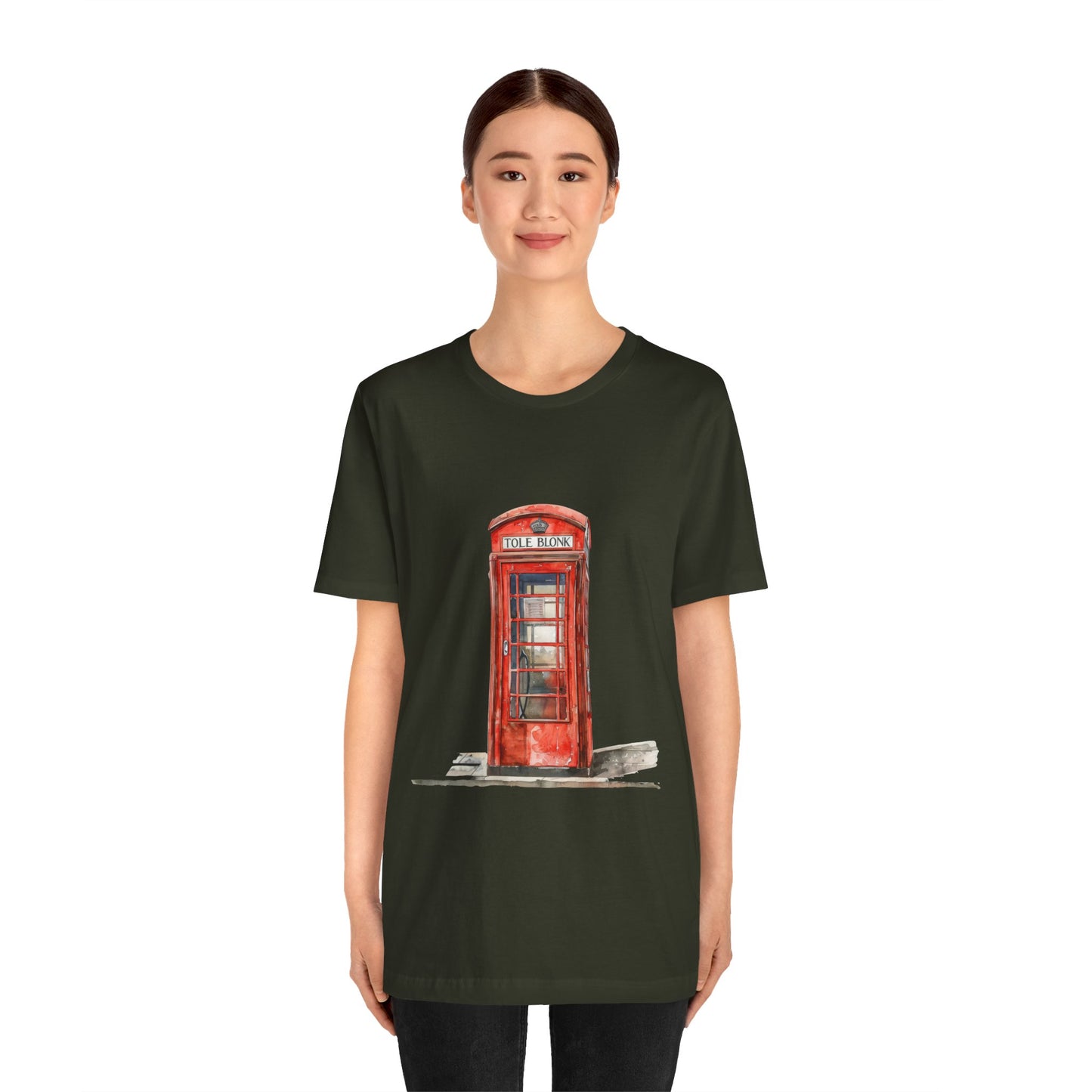 Unisex Jersey Short Sleeve Tee - Iconic British Public Telephone - Classic Red Phone Box
