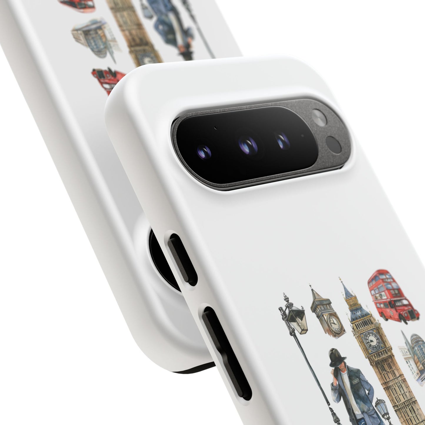 London-Themed Tough Phone Case with Iconic Red Buses