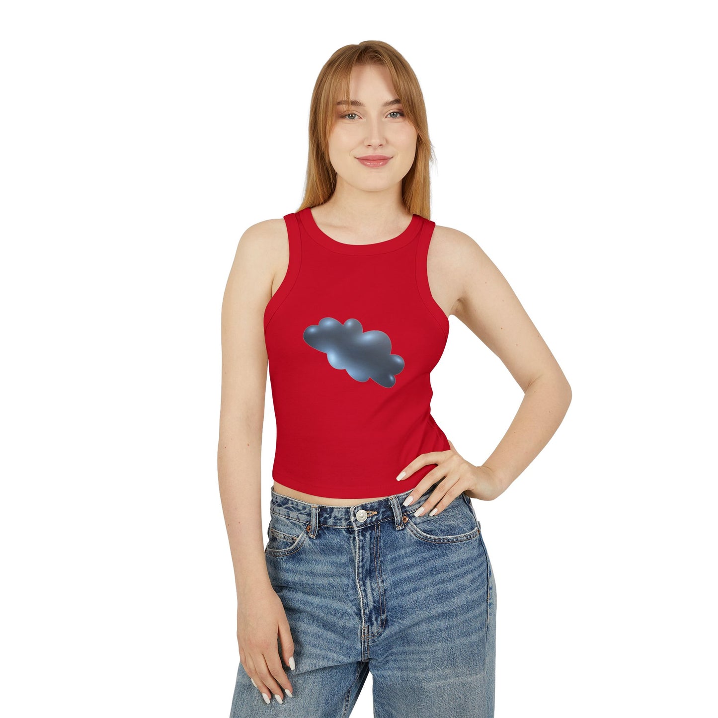 Women's Micro Rib Racer Tank Top - Serene Cloudscape - Dreamy Cloud Design