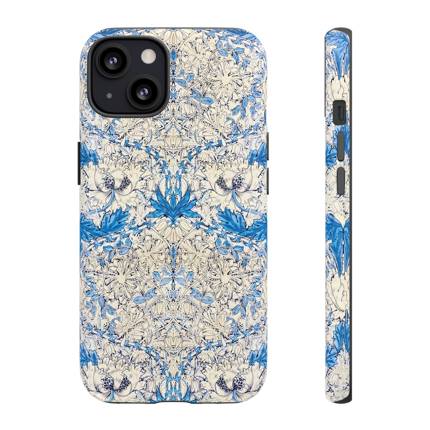 Elegant Floral Phone Case, Tough iPhone Cover, Stylish Mobile Protector, Blue Patterned Case, Unique Gift for Her
