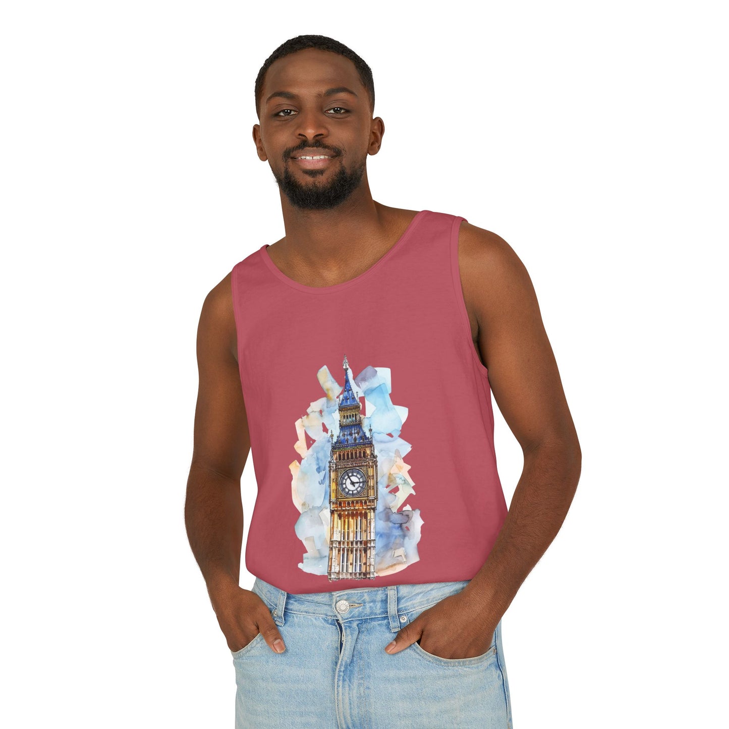 Unisex Garment-Dyed Tank Top - Classic UK Flag Design - Union Jack Symbol