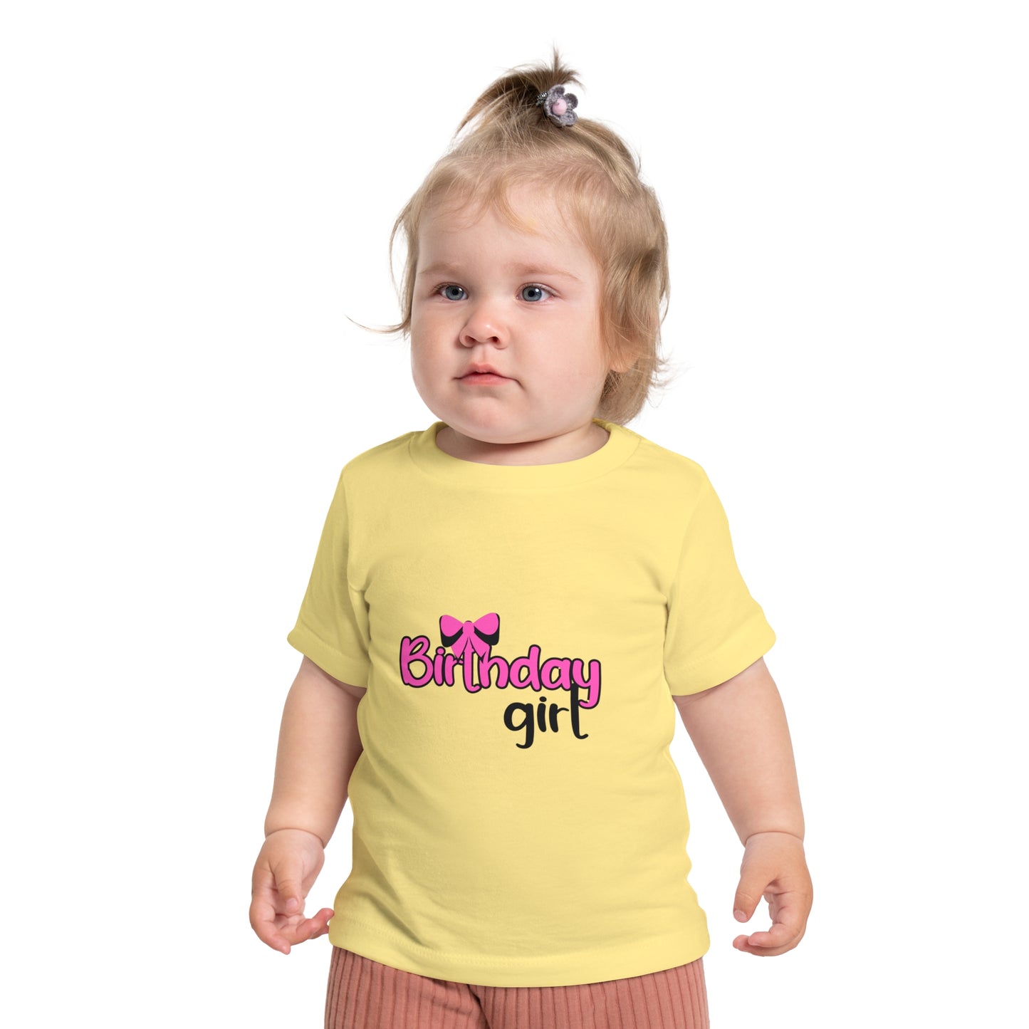 Birthday Girl Baby T-Shirt with Pink Bow Design