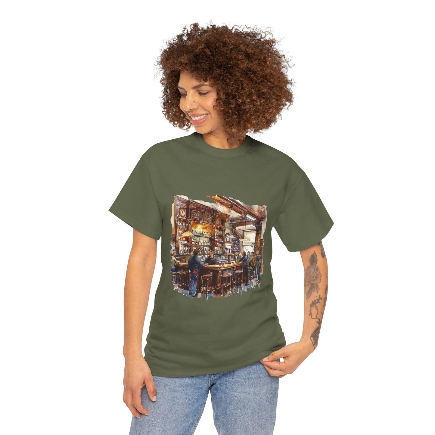 Unisex Heavy Cotton Tee - Cheers to Tradition - The Classic British Pub