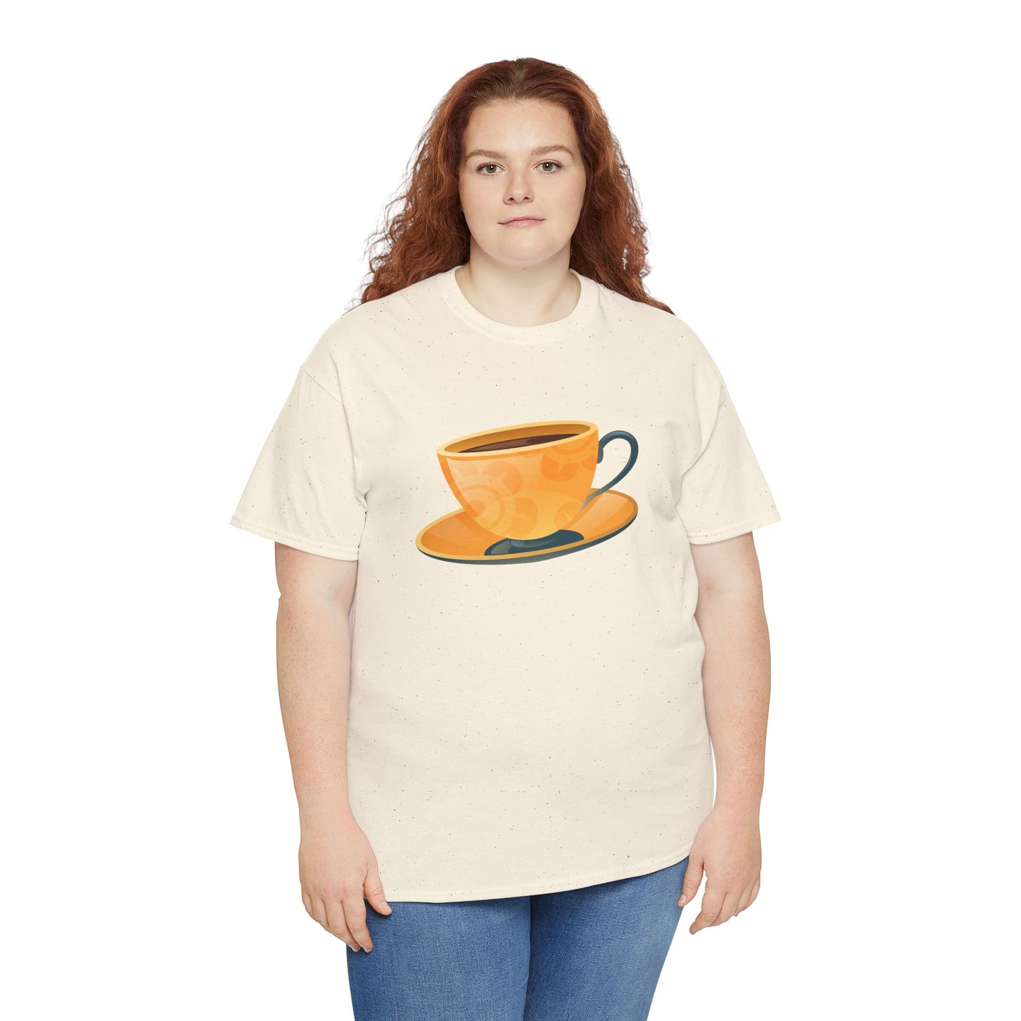 Unisex Heavy Cotton Tee - Elegant British Tea Cup - Classic Tea Time Style