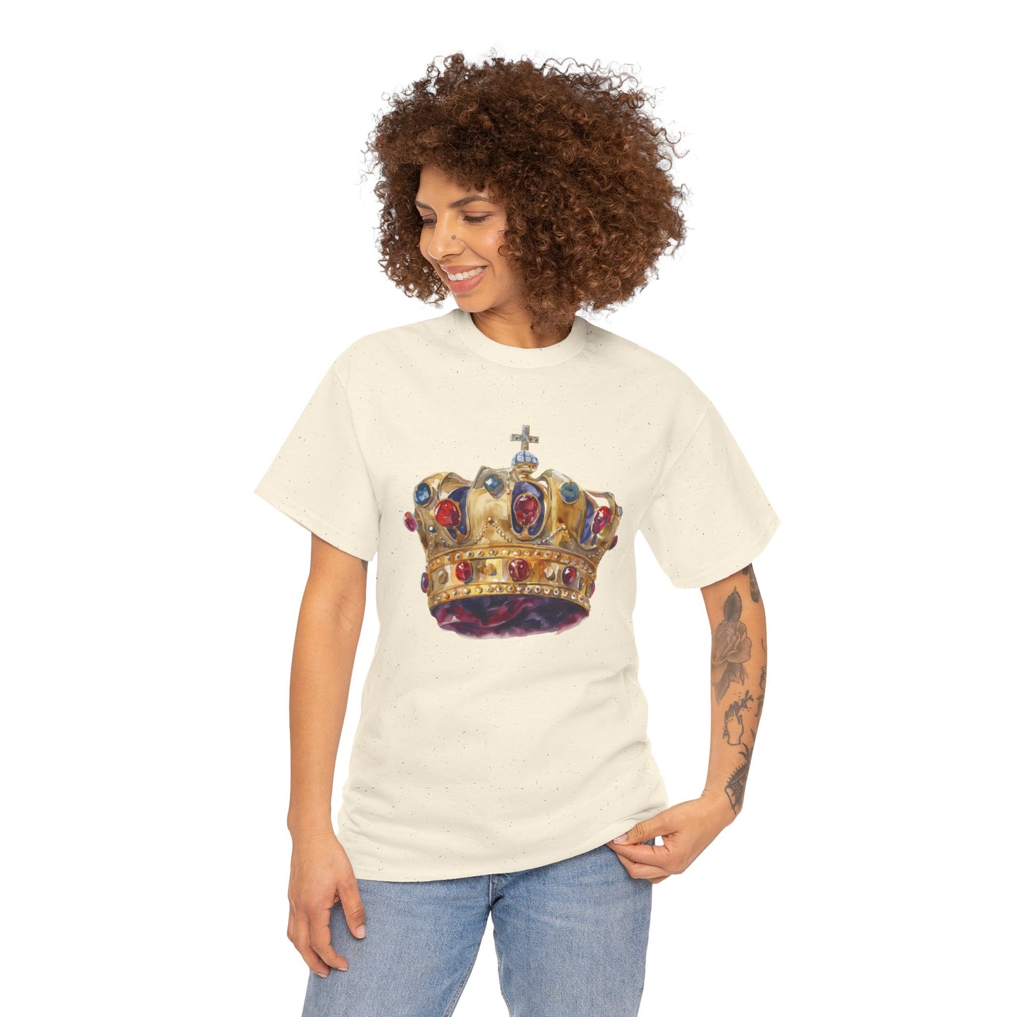 Unisex Heavy Cotton Tee - British Royal Crown Design - Iconic Symbol of Monarchy