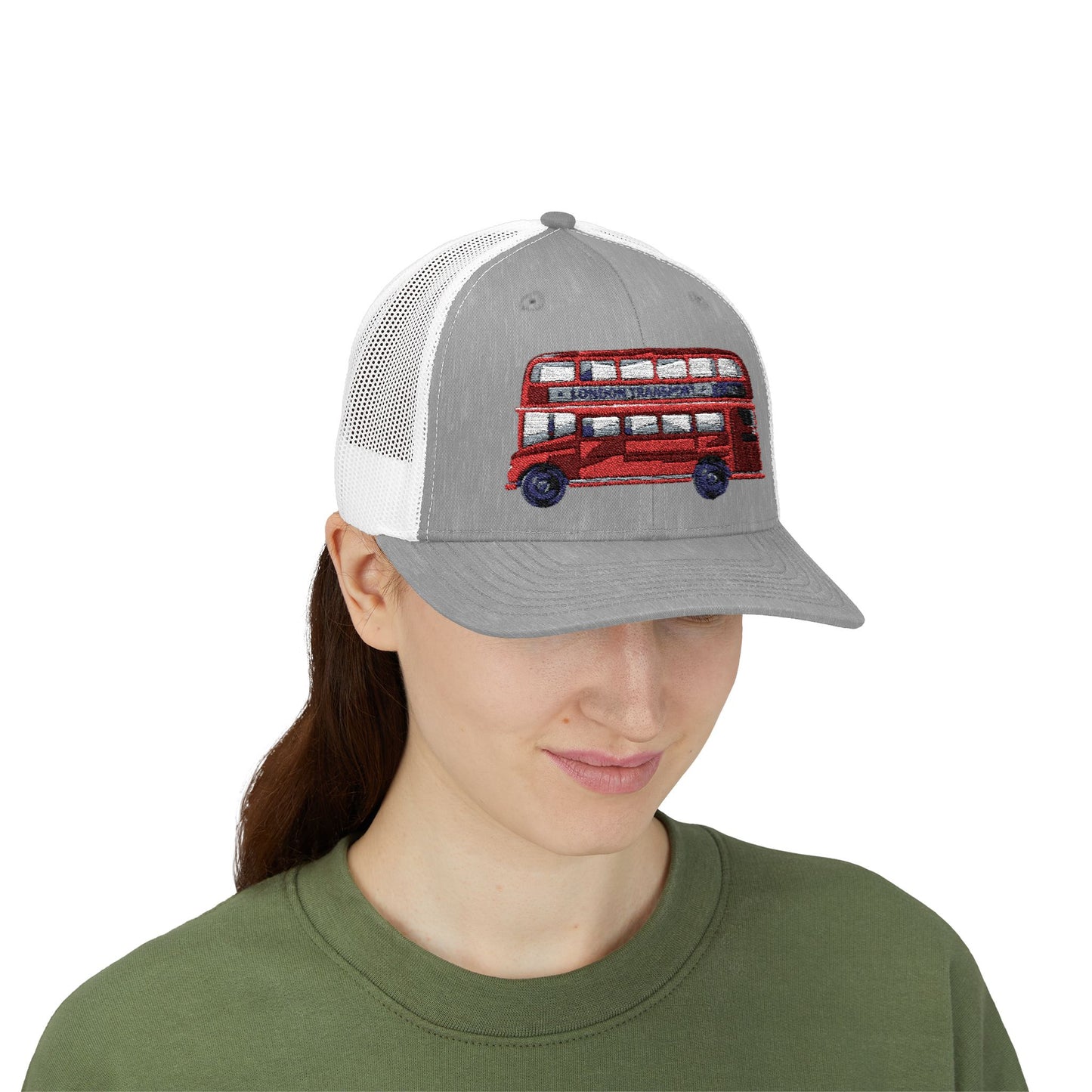Vintage Double-Decker Bus Snapback Cap | Retro Trucker Hat, Outdoor Gear, Gift for Travelers, Festivals, Casual Wear