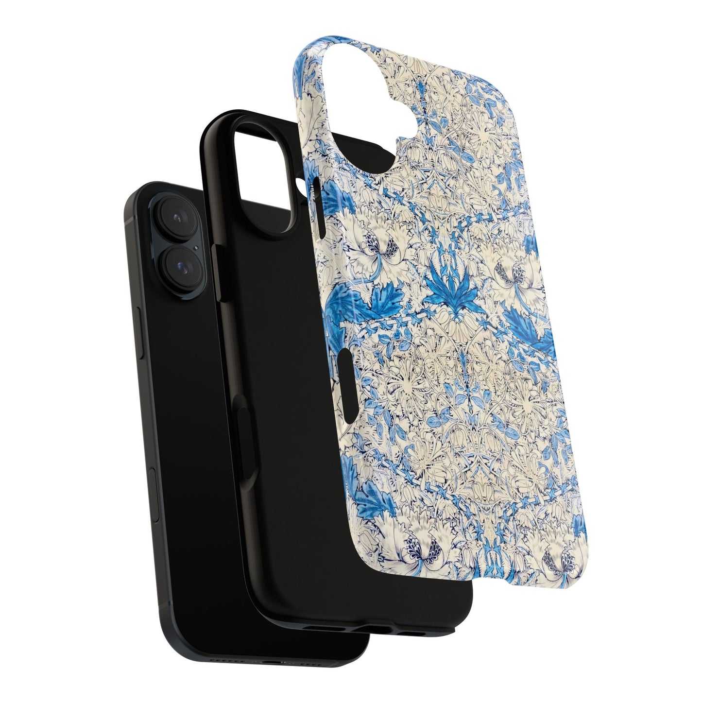 Elegant Floral Phone Case, Tough iPhone Cover, Stylish Mobile Protector, Blue Patterned Case, Unique Gift for Her