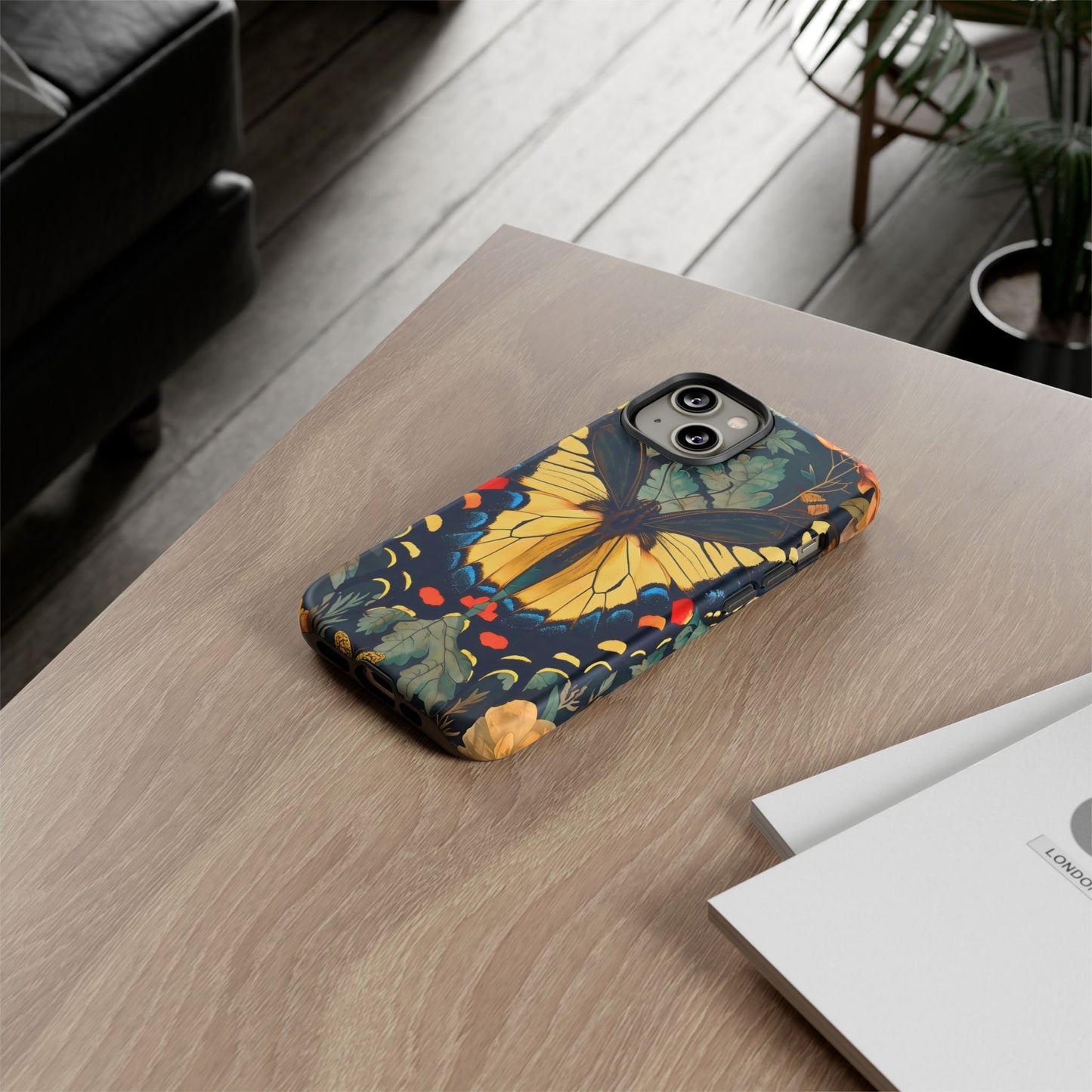Butterfly Floral Phone Case, Art-inspire Tough Case, Gift for Nature Lovers, Butterfly Pattern Cover, Eco-Friendly Mobile Accessory