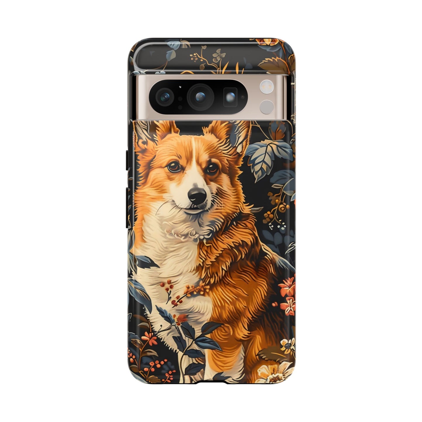 Corgi Floral Phone Case - Tough Cases for Dog Lovers, Cute Pet Accessories, Gift for Dog Owners, Floral Design, Personalized Tech Cover