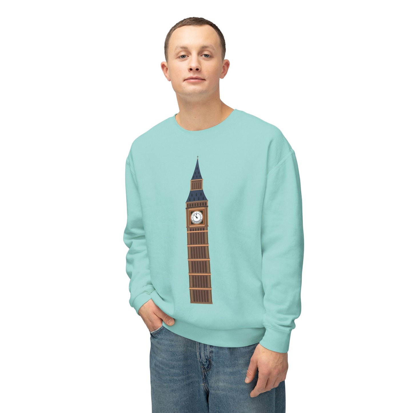 Unisex Lightweight Crewneck Sweatshirt - Iconic Big Ben London Clock Tower